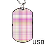 Pink Madras Plaid Dog Tag USB Flash (Two Sides)