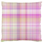 Pink Madras Plaid Large Flano Cushion Case (Two Sides)