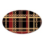 Red Black Checks Oval Magnet