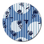 Stripes Blue White Round Mousepads