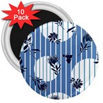 Stripes Blue White 3  Magnets (10 pack) 