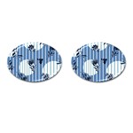 Stripes Blue White Cufflinks (Oval)