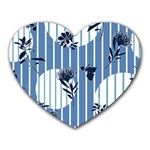 Stripes Blue White Heart Mousepads
