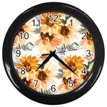 Sunflowers Wall Clock (Black)