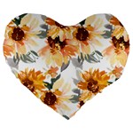 Sunflowers Large 19  Premium Flano Heart Shape Cushions