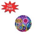 Double Sunflower Abstract 1  Mini Buttons (100 pack) 
