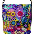 Double Sunflower Abstract Flap Closure Messenger Bag (S)