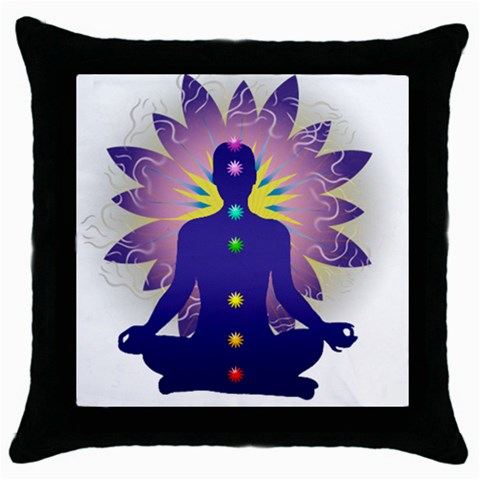 Chakra Design Throw Pillow Case (Black) from ArtsNow.com Front