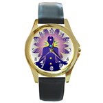 Chakra Design Round Gold Metal Watch
