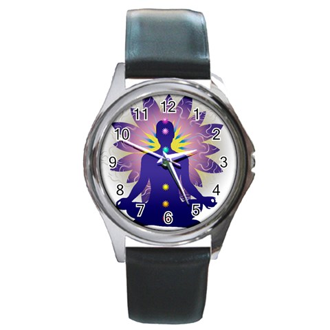 Chakra Design Round Metal Watch from ArtsNow.com Front