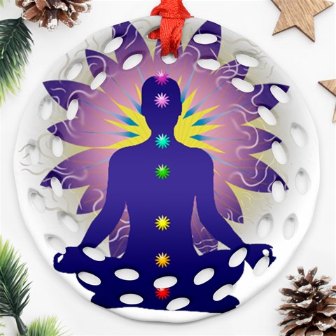 Chakra Design Round Filigree Ornament (Two Sides) from ArtsNow.com Back