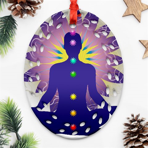 Chakra Design Oval Filigree Ornament (Two Sides) from ArtsNow.com Front