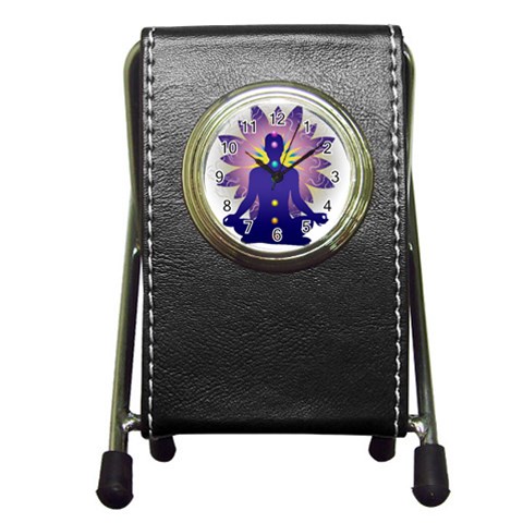 Chakra Design Pen Holder Desk Clock from ArtsNow.com Front