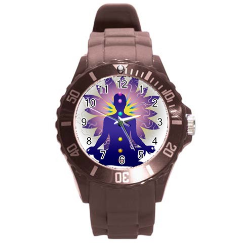 Chakra Design Round Plastic Sport Watch (L) from ArtsNow.com Front