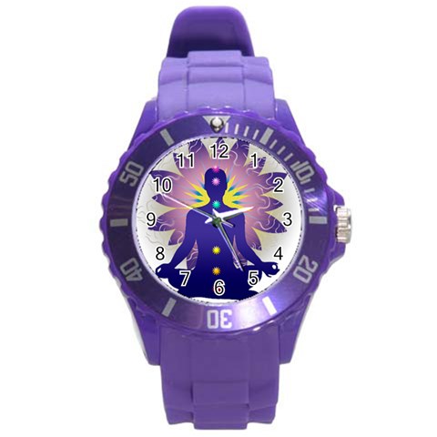 Chakra Design Round Plastic Sport Watch (L) from ArtsNow.com Front