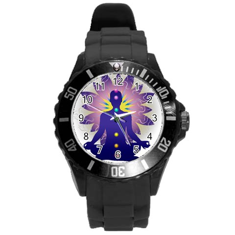 Chakra Design Round Plastic Sport Watch (L) from ArtsNow.com Front