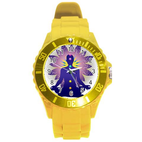 Chakra Design Round Plastic Sport Watch (L) from ArtsNow.com Front