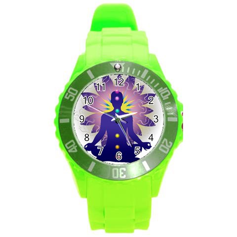 Chakra Design Round Plastic Sport Watch (L) from ArtsNow.com Front