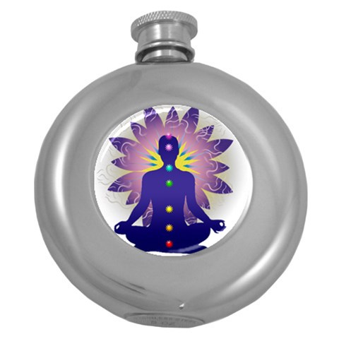 Chakra Round Hip Flask (5 oz) from ArtsNow.com Front