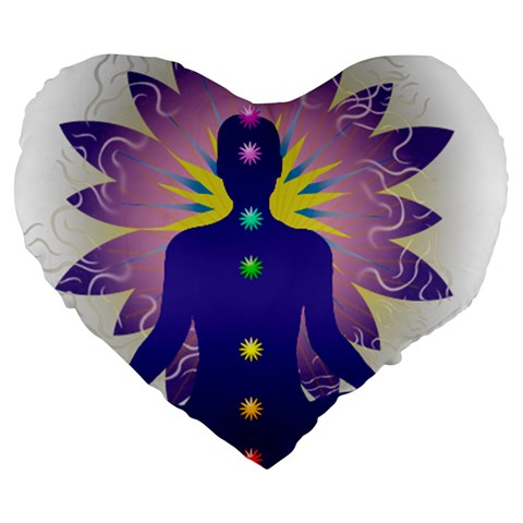 Chakra Large 19  Premium Flano Heart Shape Cushions from ArtsNow.com Front
