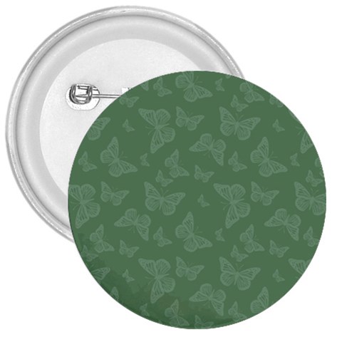 Asparagus Green Butterfly Print 3  Buttons from ArtsNow.com Front