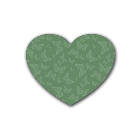Asparagus Green Butterfly Print Heart Coaster (4 pack)  from ArtsNow.com Front