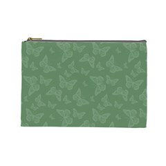 Asparagus Green Butterfly Print Cosmetic Bag (Large) from ArtsNow.com Front