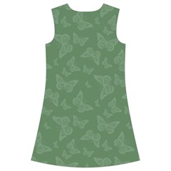 Asparagus Green Butterfly Print Kids  Short Sleeve Velvet Dress from ArtsNow.com Back