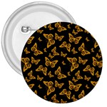 Black Gold Butterfly Print 3  Buttons