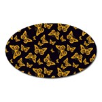 Black Gold Butterfly Print Oval Magnet