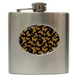 Black Gold Butterfly Print Hip Flask (6 oz)