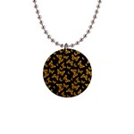 Black Gold Butterfly Print 1  Button Necklace