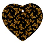 Black Gold Butterfly Print Heart Ornament (Two Sides)