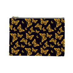 Black Gold Butterfly Print Cosmetic Bag (Large) from ArtsNow.com Front