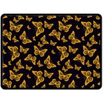 Black Gold Butterfly Print Double Sided Fleece Blanket (Large) 