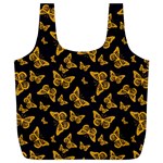 Black Gold Butterfly Print Full Print Recycle Bag (XL)