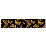 Black Gold Butterfly Print Small Flano Scarf