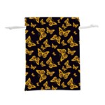 Black Gold Butterfly Print Lightweight Drawstring Pouch (S)