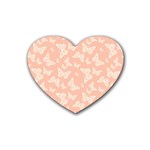 Peaches and Cream Butterfly Print Rubber Coaster (Heart) 