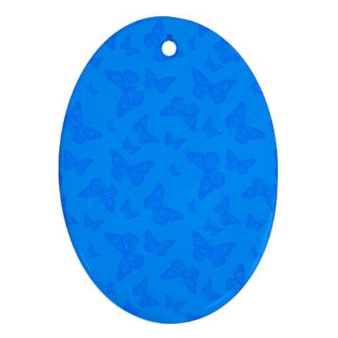 Cornflower Blue Butterfly Print Ornament (Oval) from ArtsNow.com Front
