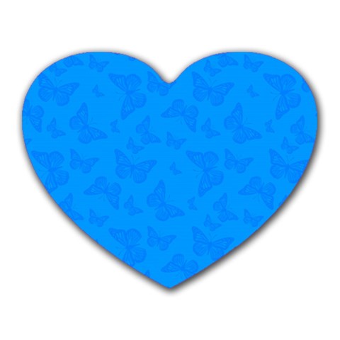 Cornflower Blue Butterfly Print Heart Mousepads from ArtsNow.com Front