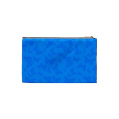 Cornflower Blue Butterfly Print Cosmetic Bag (Small) from ArtsNow.com Back