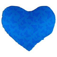 Cornflower Blue Butterfly Print Large 19  Premium Heart Shape Cushions from ArtsNow.com Front