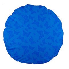 Cornflower Blue Butterfly Print Large 18  Premium Flano Round Cushions from ArtsNow.com Back