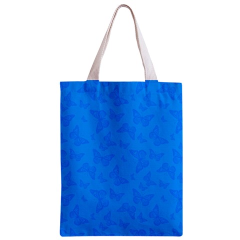 Cornflower Blue Butterfly Print Zipper Classic Tote Bag from ArtsNow.com Front