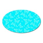 Aqua Blue Butterfly Print Oval Magnet