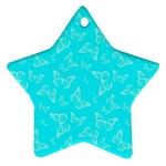 Aqua Blue Butterfly Print Star Ornament (Two Sides)