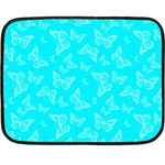 Aqua Blue Butterfly Print Fleece Blanket (Mini)