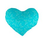 Aqua Blue Butterfly Print Standard 16  Premium Heart Shape Cushions