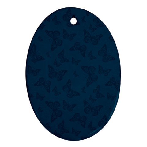 Indigo Dye Blue Butterfly Pattern Ornament (Oval) from ArtsNow.com Front